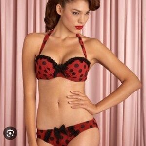 Agent Provocateur red polka dot bikini retro 32C